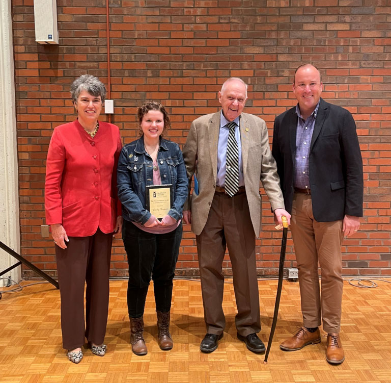 Left to right: Dr. Karen Holland, Emily Dupuis, Dr. Paul O’Malley, Dr. Jeff Johnson